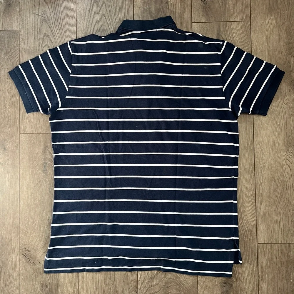 Polo by Ralph Lauren Mens XL short sleeve navy white stripe logo polo preppy